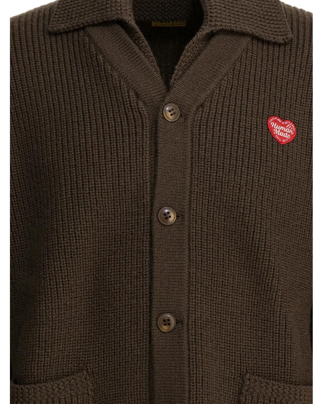 Human Made Brown Spread-Collar Button-Up Cardigan for men