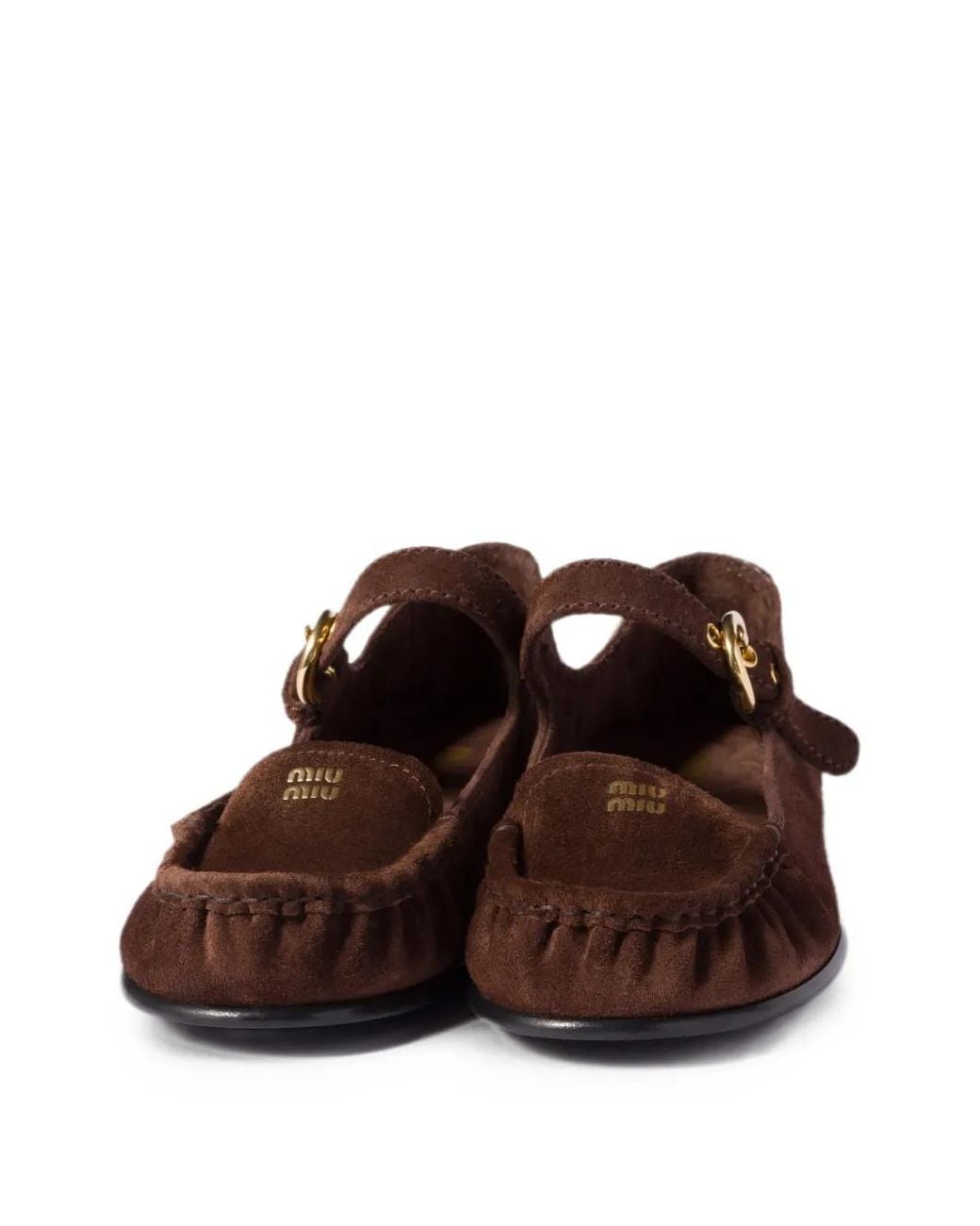 Miu Miu Brown Suede Loafers With Buckle