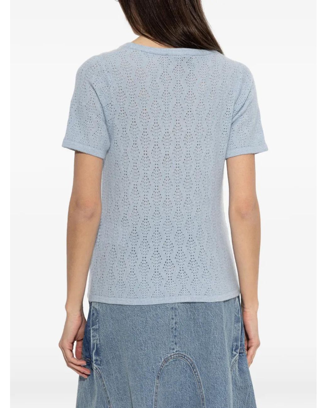 Munthe Blue Boyli Pointelle-Knit T-Shirt