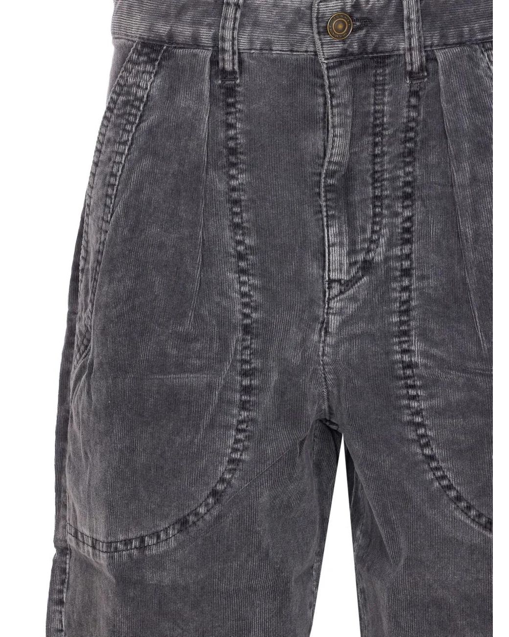 Isabel Marant Gray Onyta Patch-Pocket Corduroy Trousers