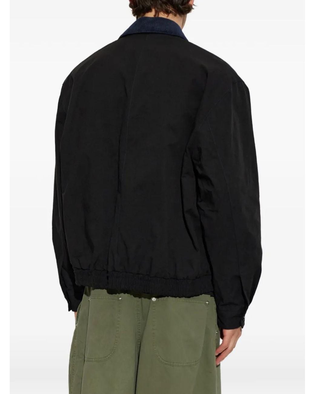 Song For The Mute Black Pin-Embellished Corduroy-Collar Jacket for men