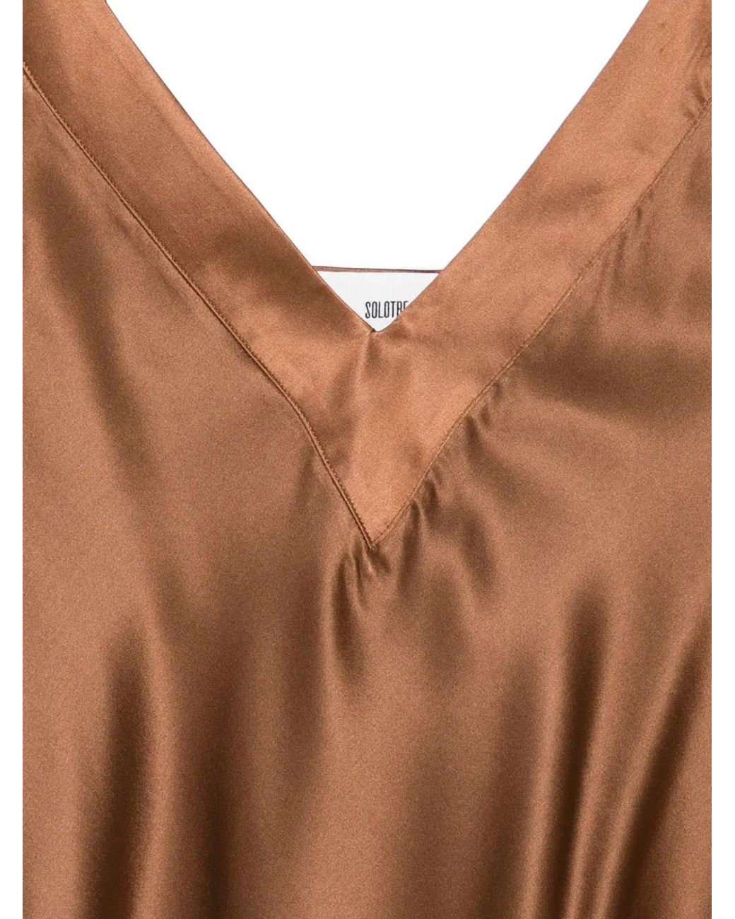 SOLOTRE Brown V-Neck Top