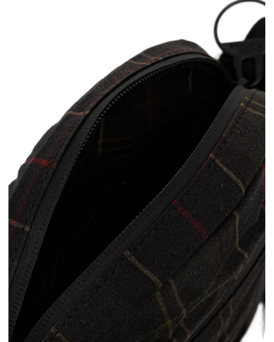 Barbour Black Field Tartan Waxed Crossbody Bag