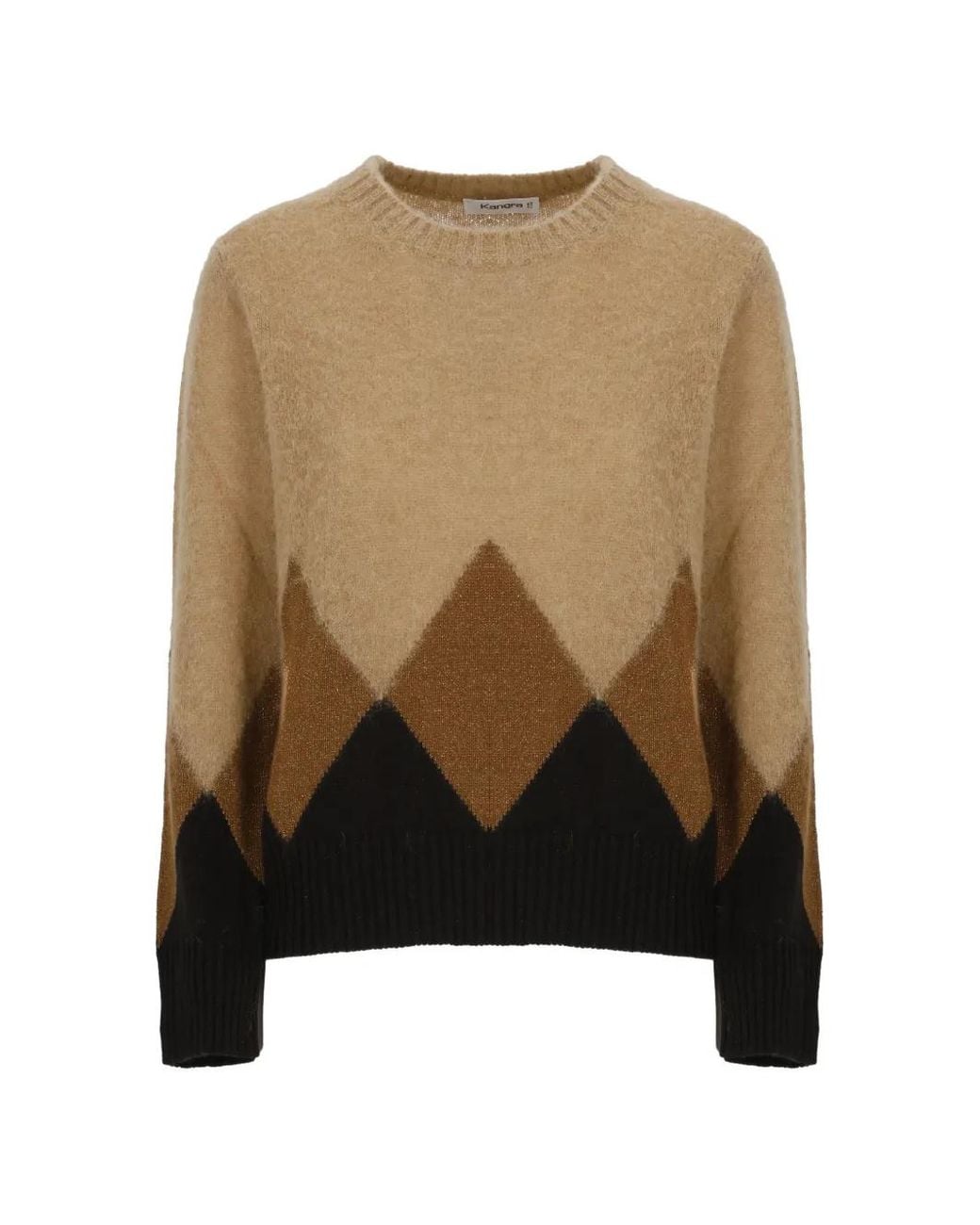 Kangra Natural Argyle Metallic-Thread Sweater