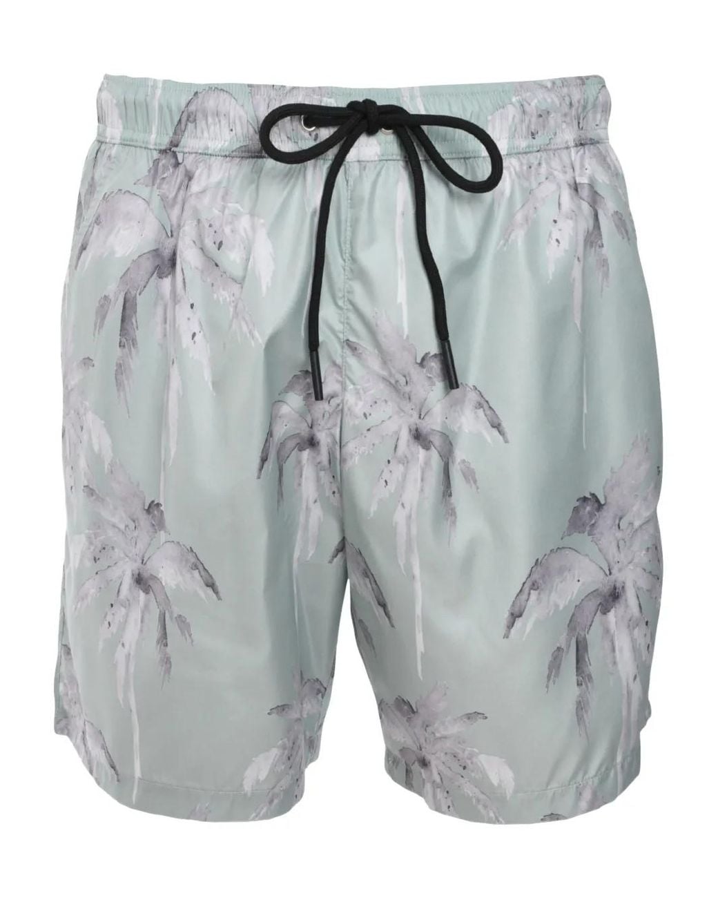 Mauna Kea Gray Palm Tree-Print Swim Shorts for men