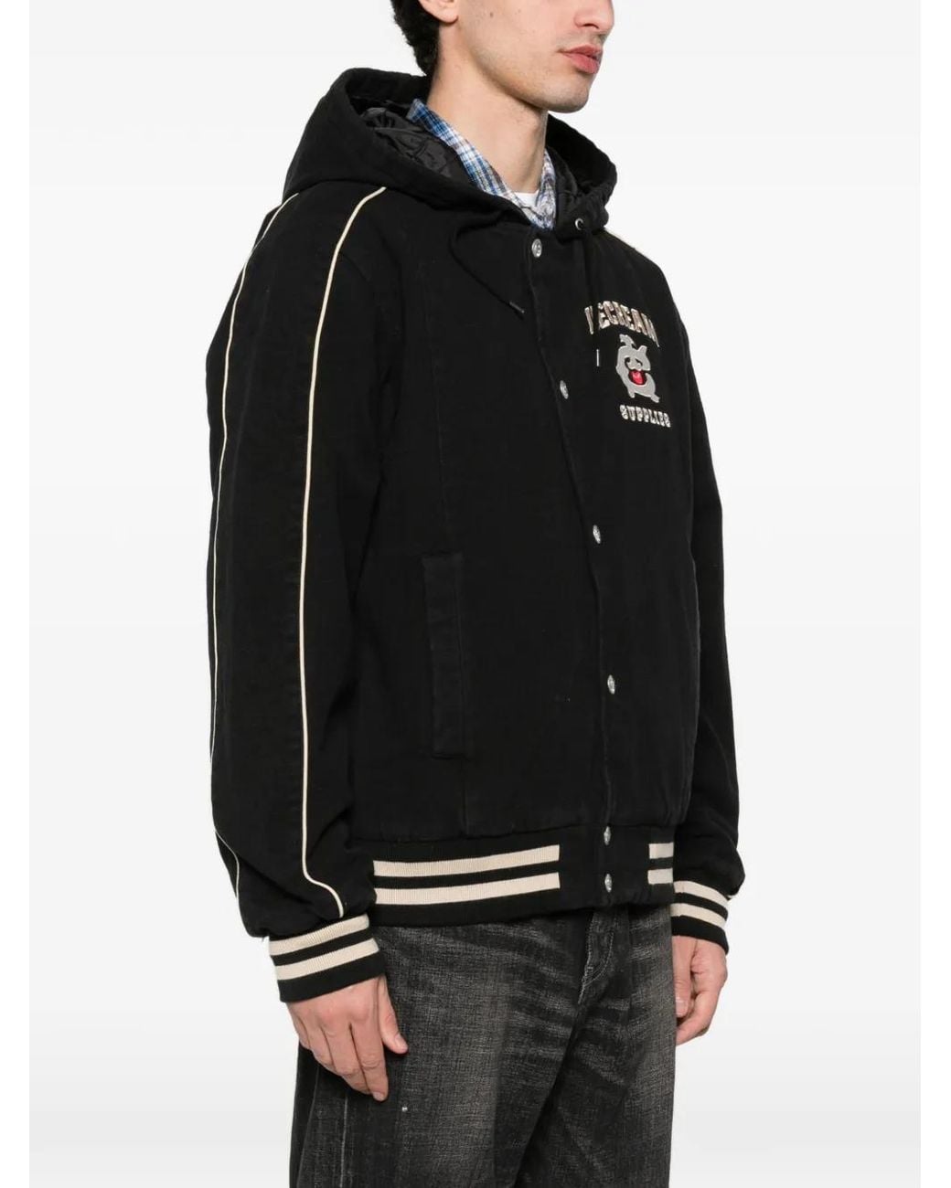 ICECREAM Black Hooded Graphic Kacket for men