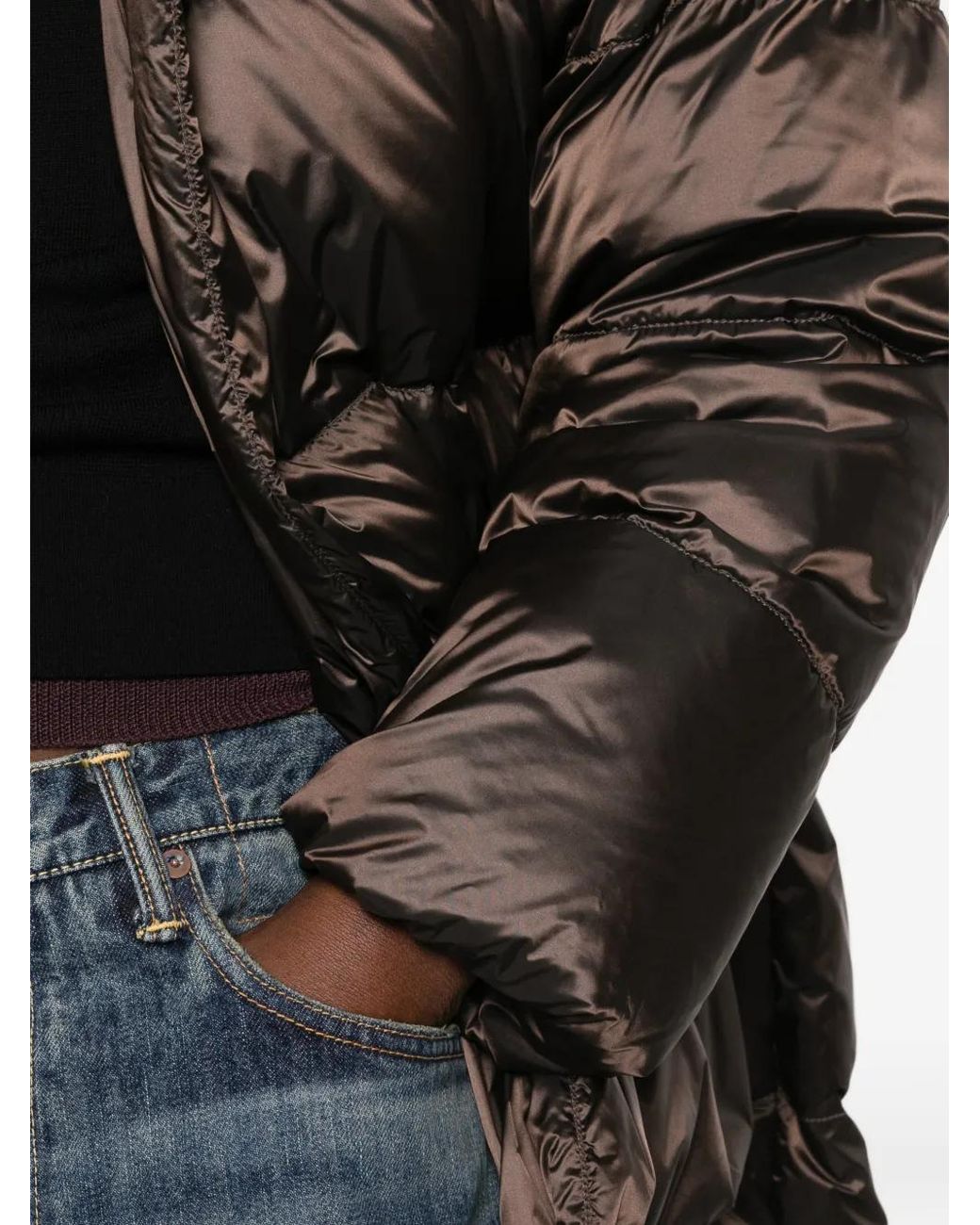 Max Mara Gray Quilted Hooded Jacket
