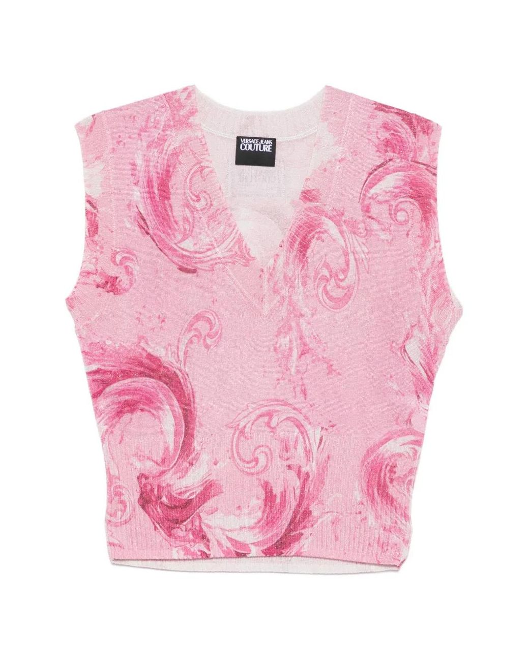 Versace Jeans Couture Pink V-Neck Patterned Top