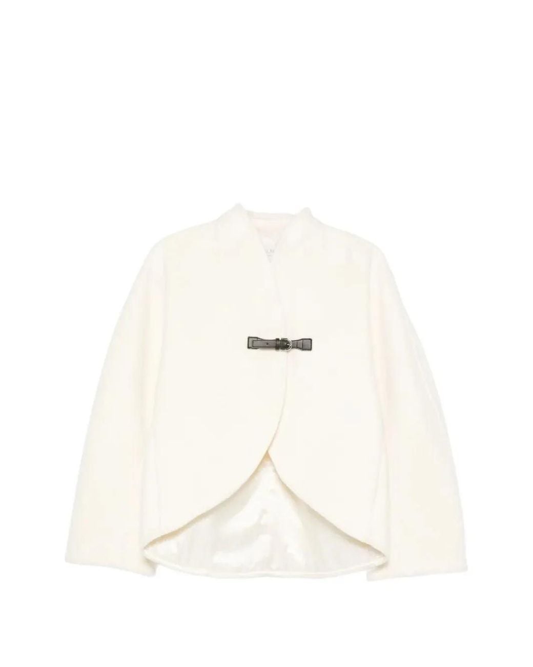 Forte_forte Natural Buckle-Fastening Curved-Hem Oversized Jacket