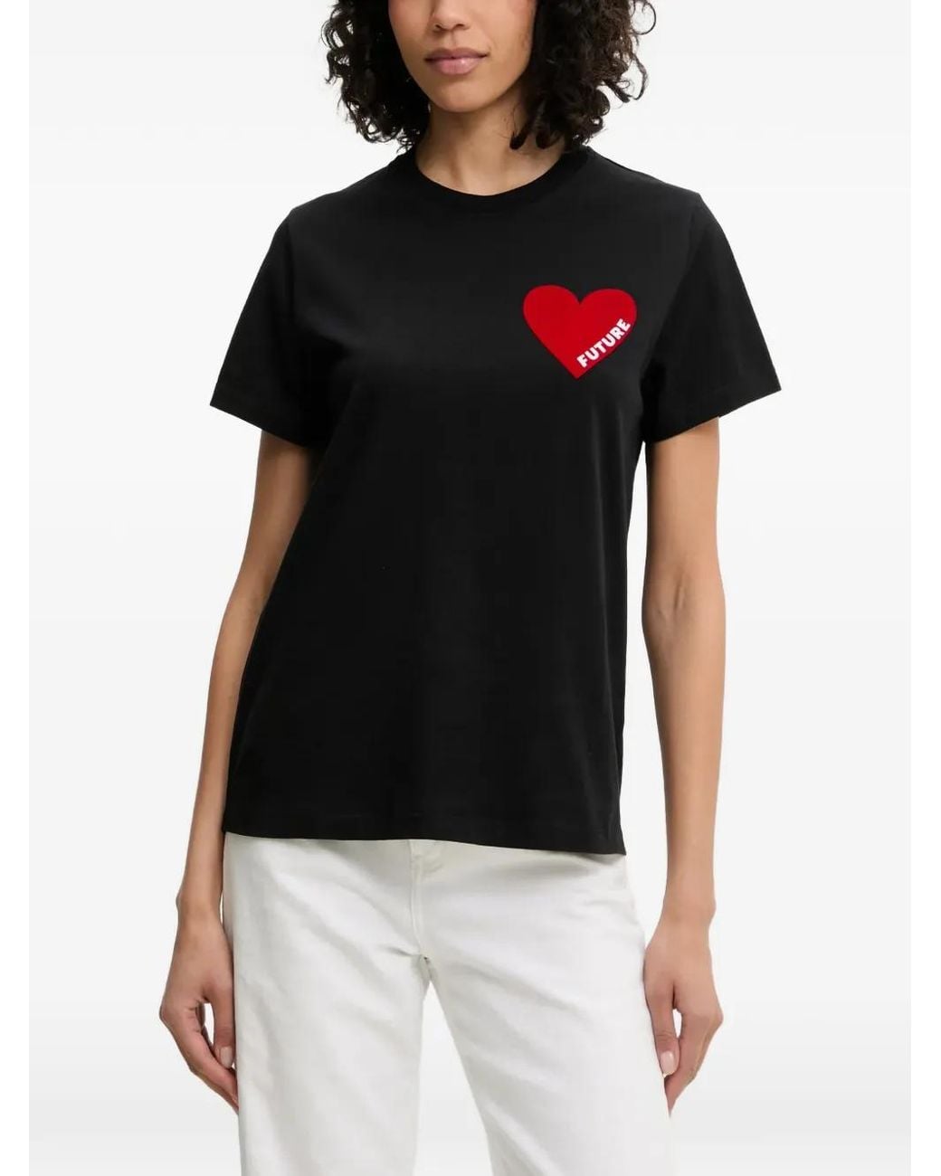 From Future Black T-Shirt Mit Herz-Patch