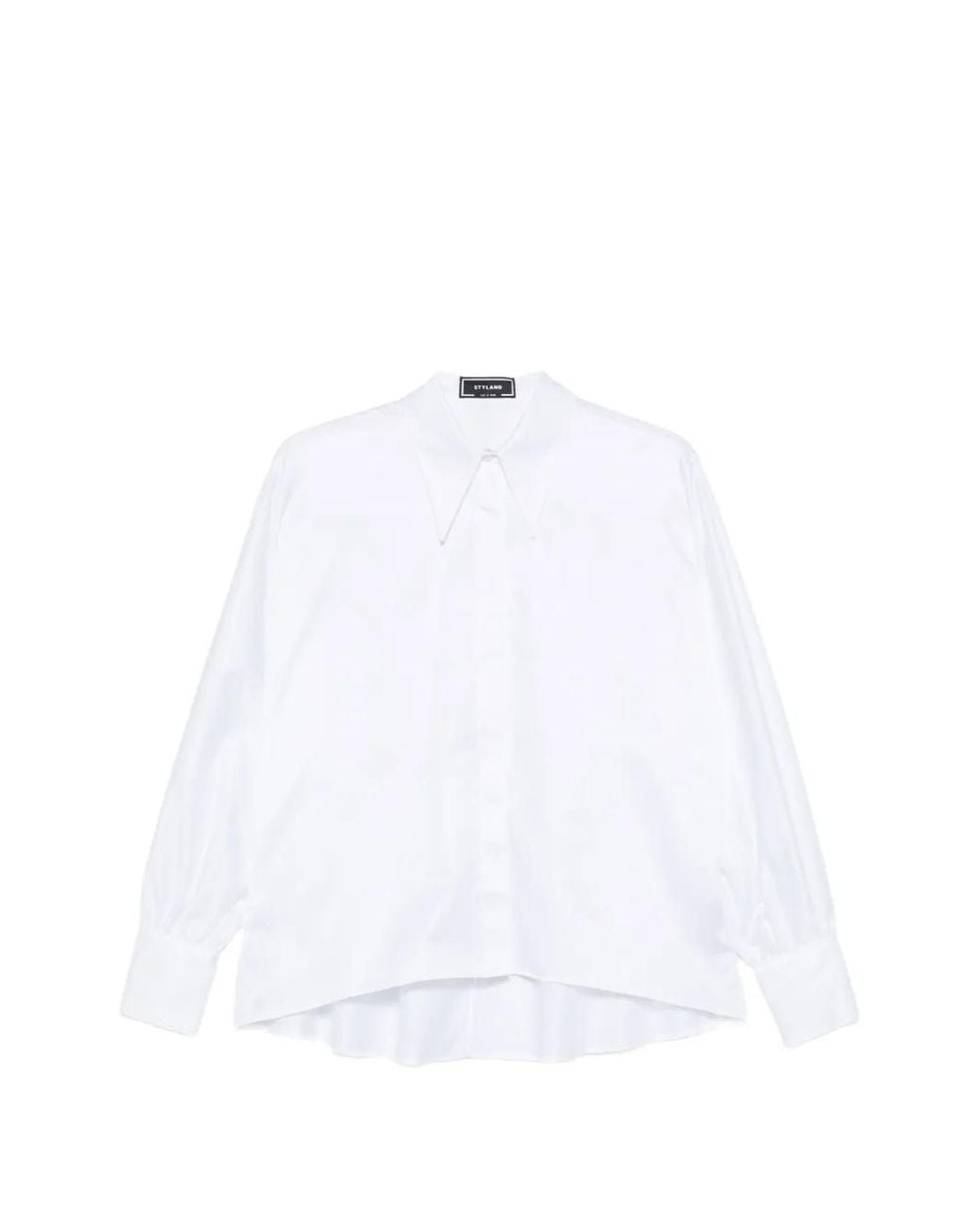 Styland White Concealed-Placket Poplin Shirt