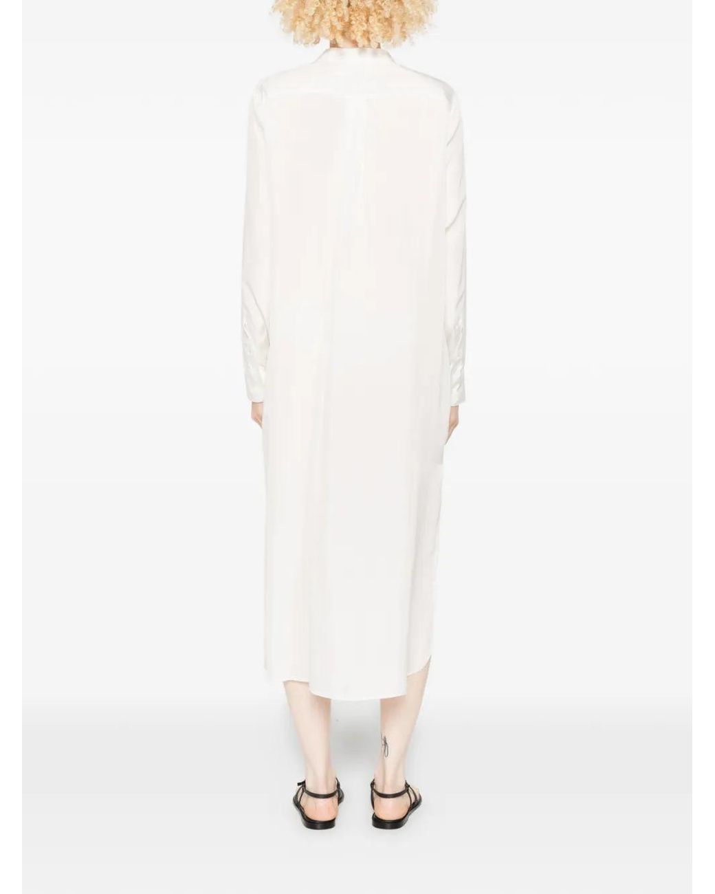 P.A.R.O.S.H. White Saxon Buttoned Midi Dress