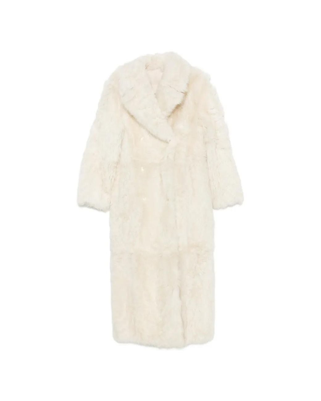 Yves Salomon White Double-Breasted Shearling Coat