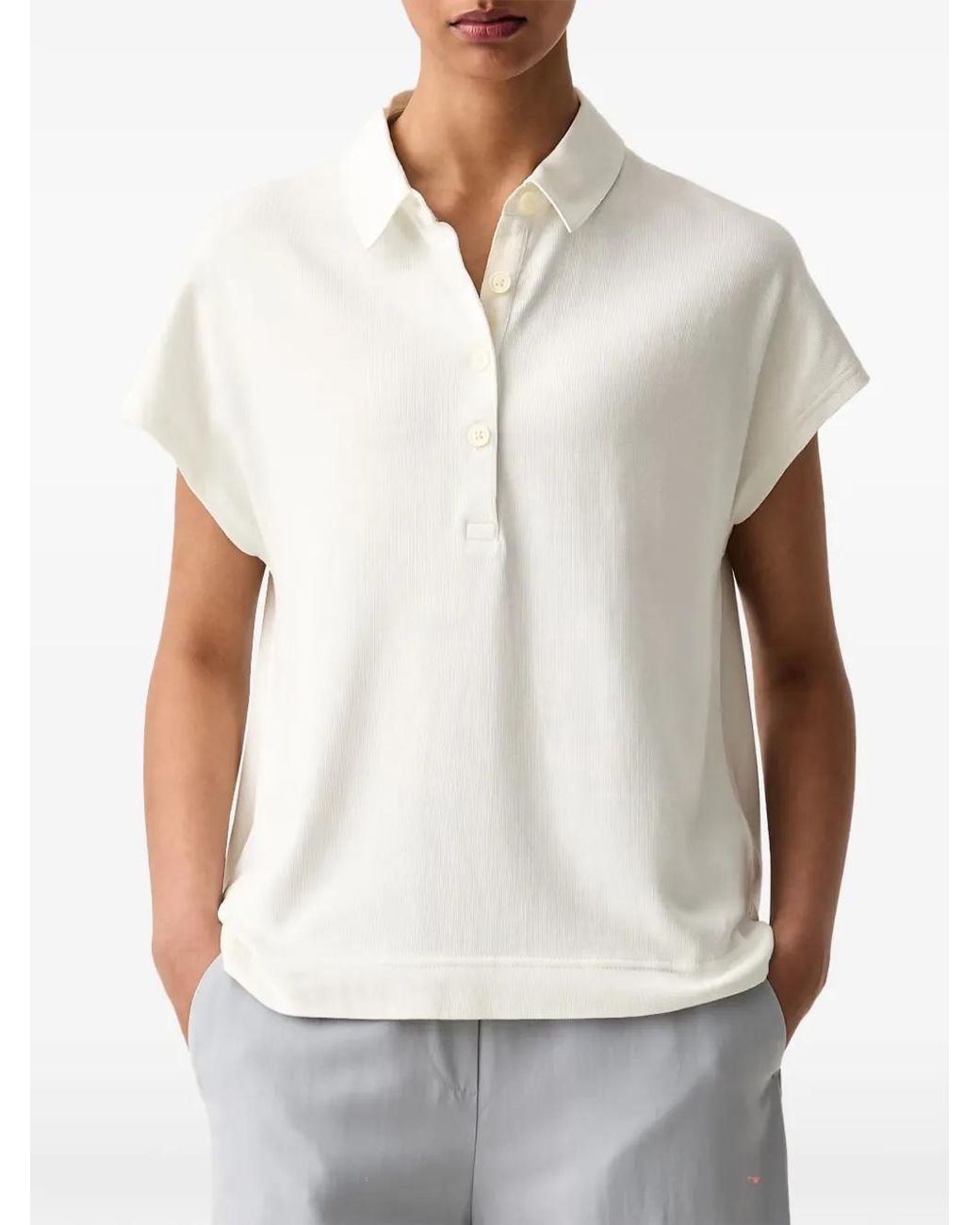 Marc O' Polo White Button-Fastening Short-Sleeve Polo Shirt