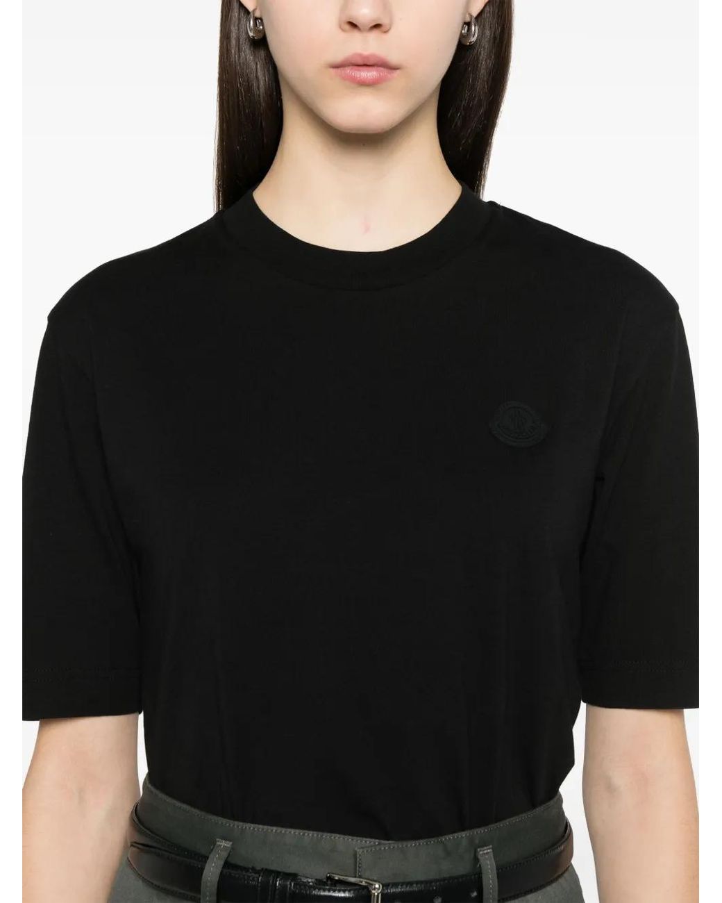 Moncler Black Logo-Patch T-Shirt
