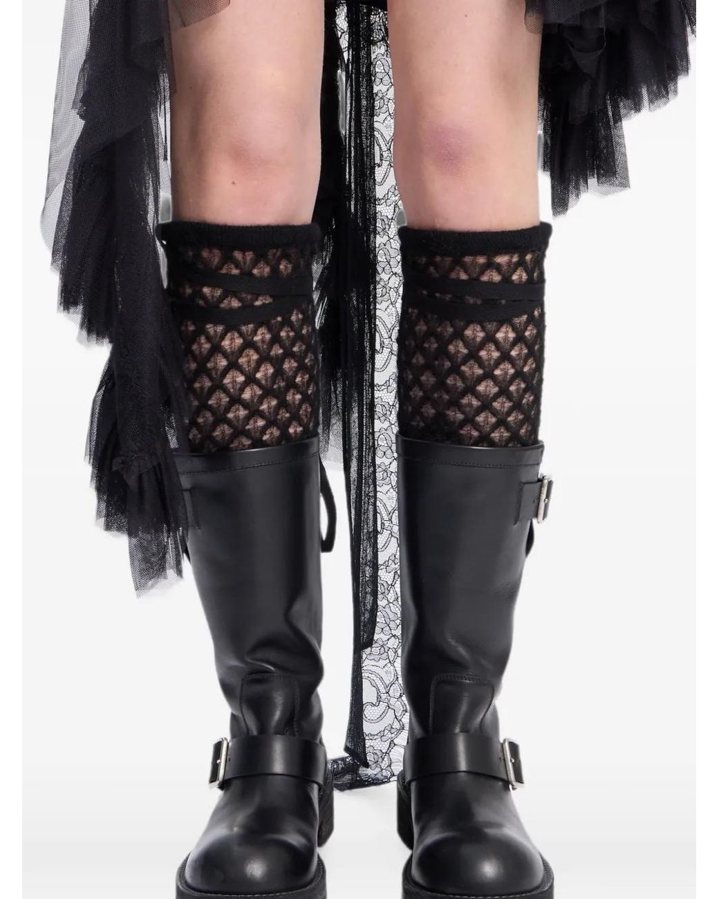 Ann Demeulemeester Black Tella Ajoure-Knit Leg Warmers