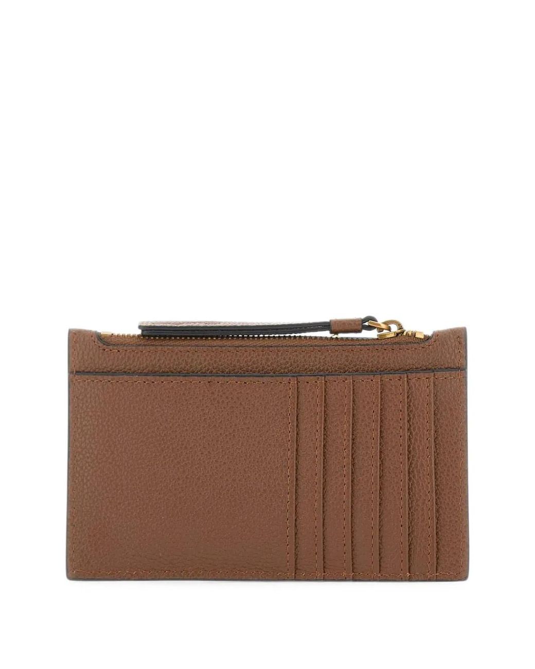 Borsalino Brown Top-Zip Card Holder