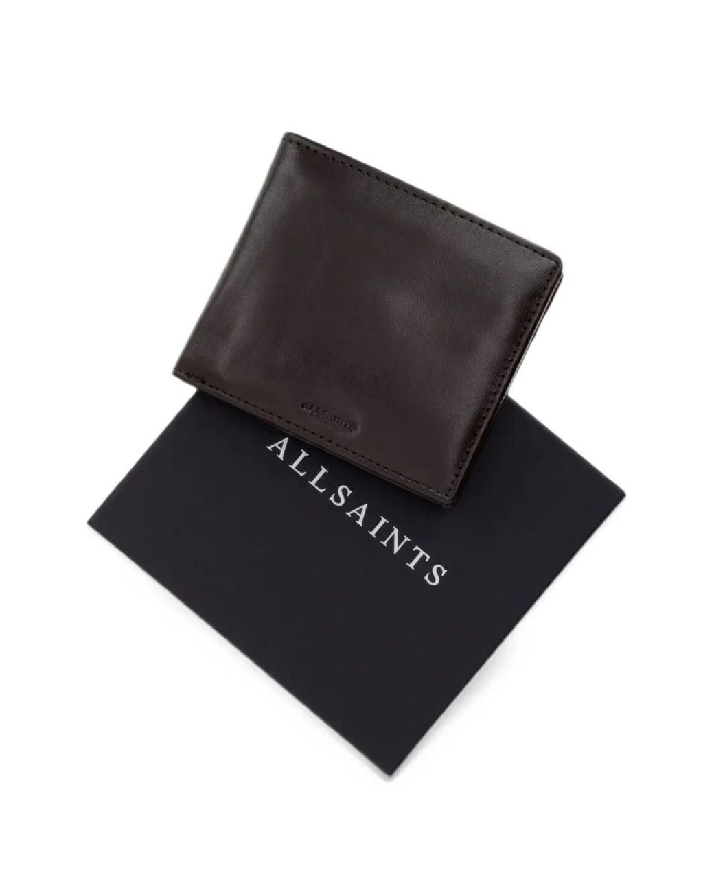 AllSaints Black Delph Logo-Debossed Leather Wallet for men