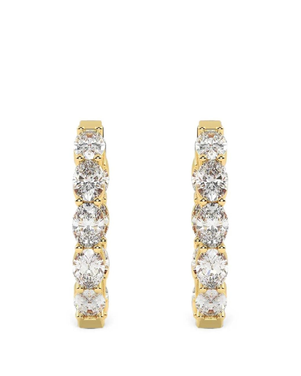 Diamond Essentials Metallic Lab-Grown Diamond Oval Hoop Earrings
