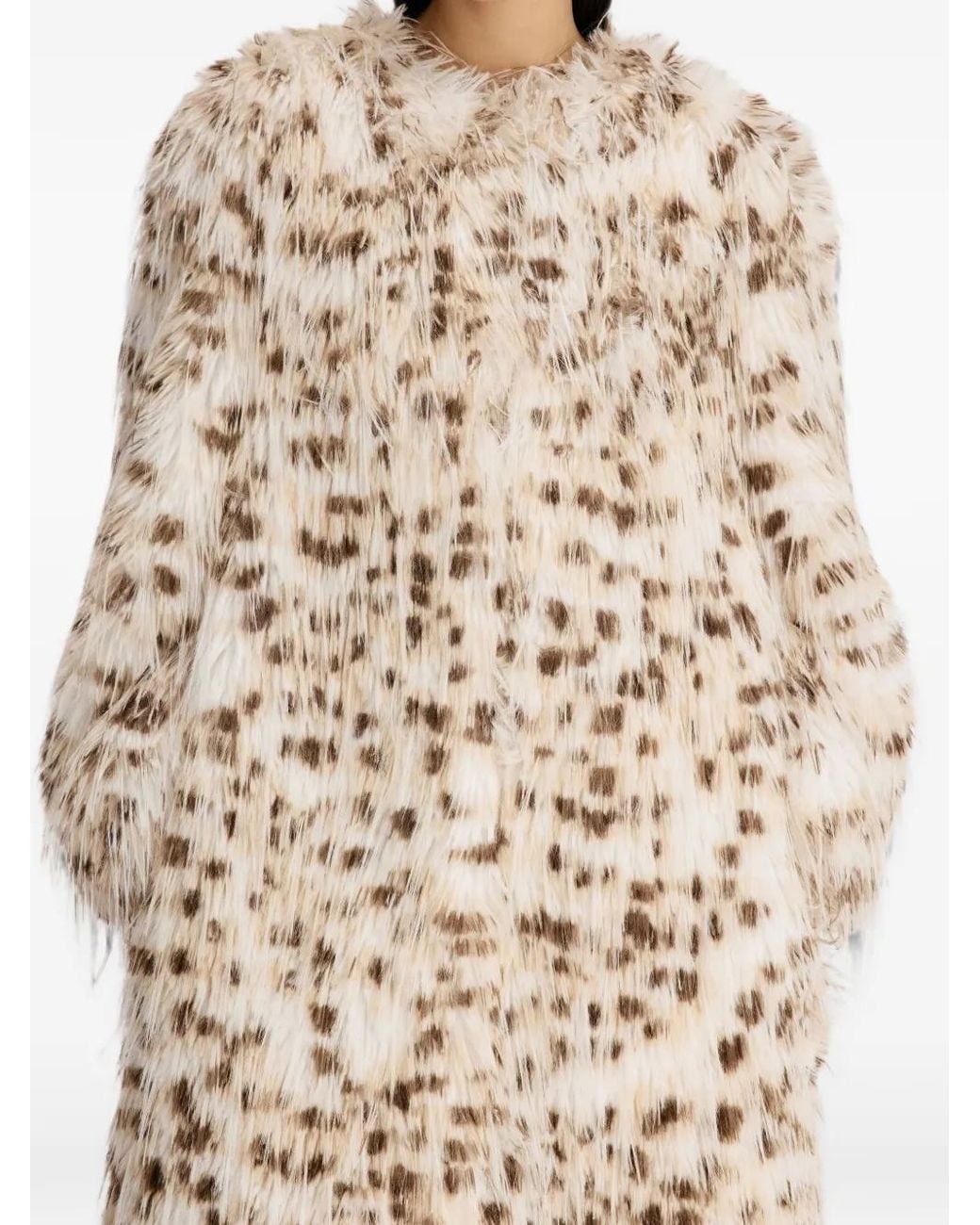 Loulou de Saison White Eya Animal-Print Faux-Fur Coat