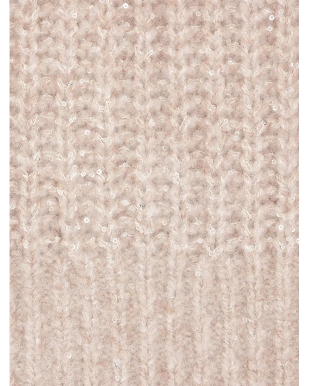 Brunello Cucinelli Natural Sequin-Embellished Ribbed Cardigan