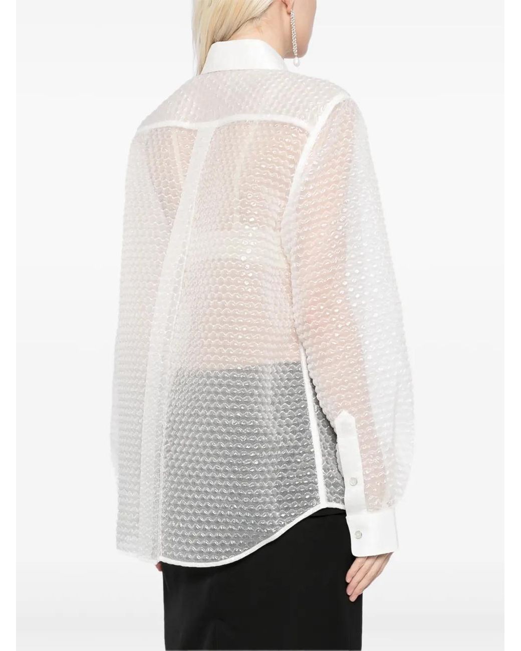 Helmut Lang White Curved Bubblewrap Shirt