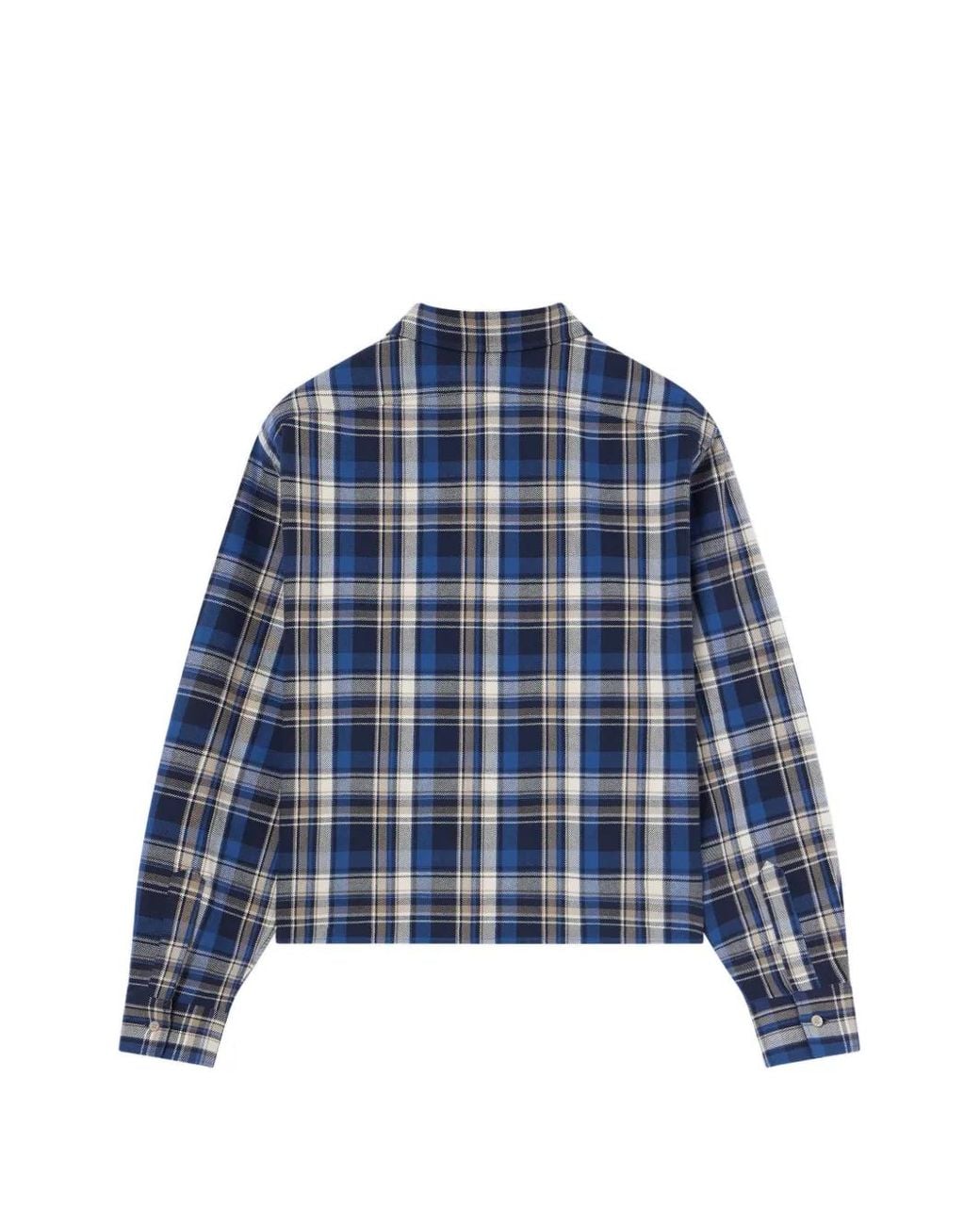 Givenchy Blue Cropped Checked Shirt for men
