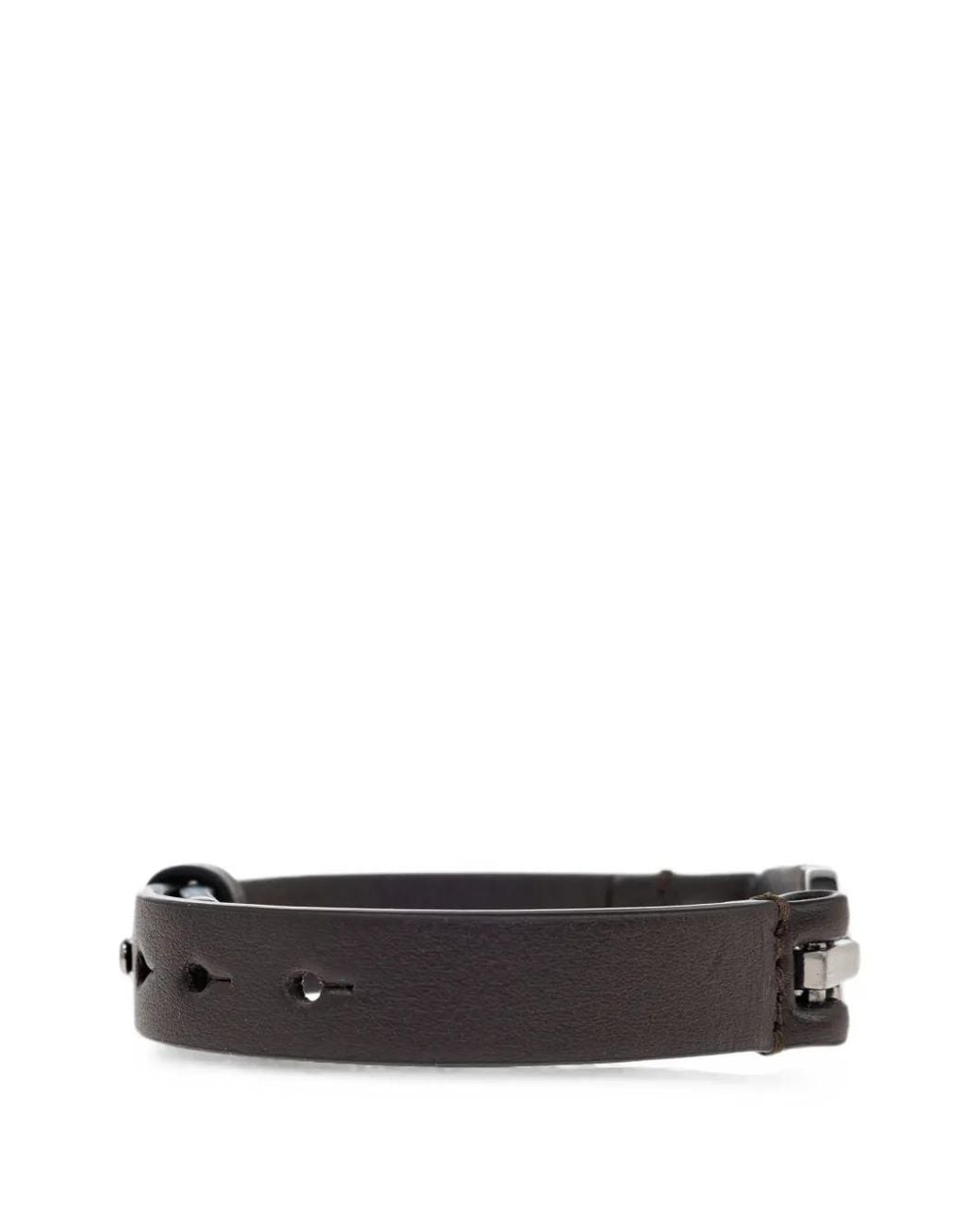 Ferragamo White Double-Gancini Leather Bracelet for men