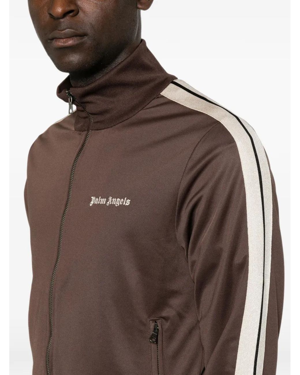 Palm Angels Brown Zip Up Track Jacket for men