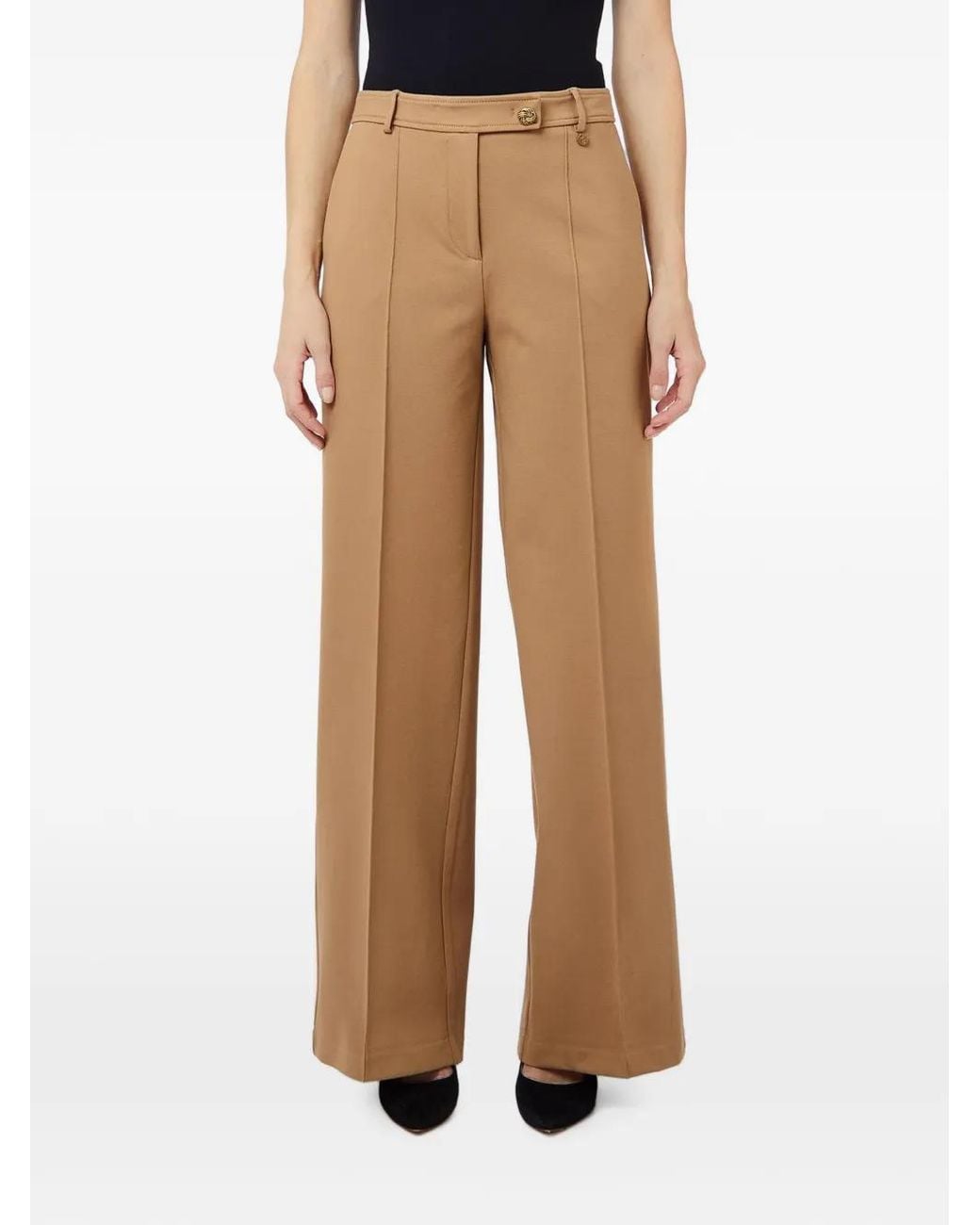Liu Jo Natural Pressed-Crease Straight-Leg Trousers