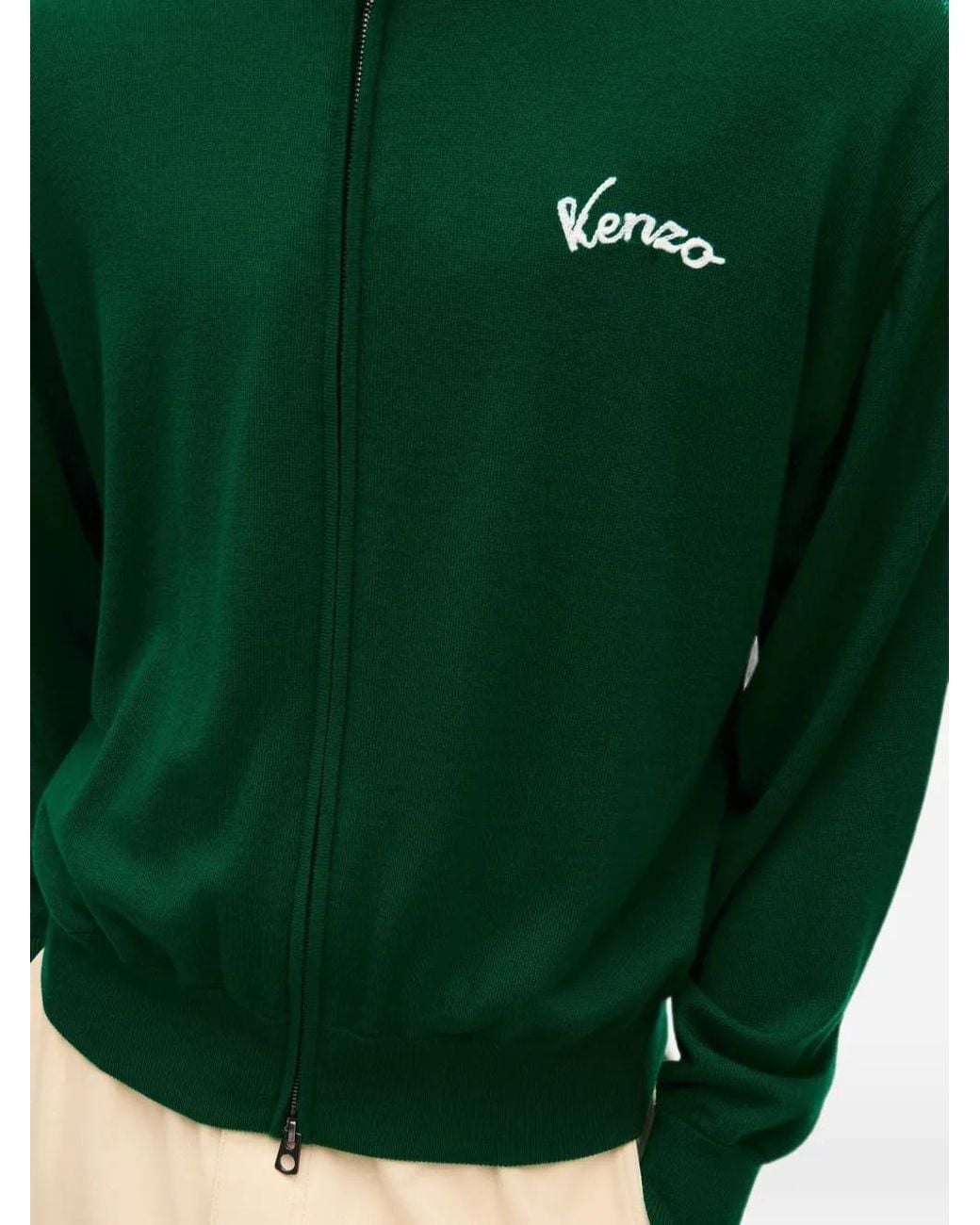 KENZO Green Eiffel Tower Wool Cardigan for men