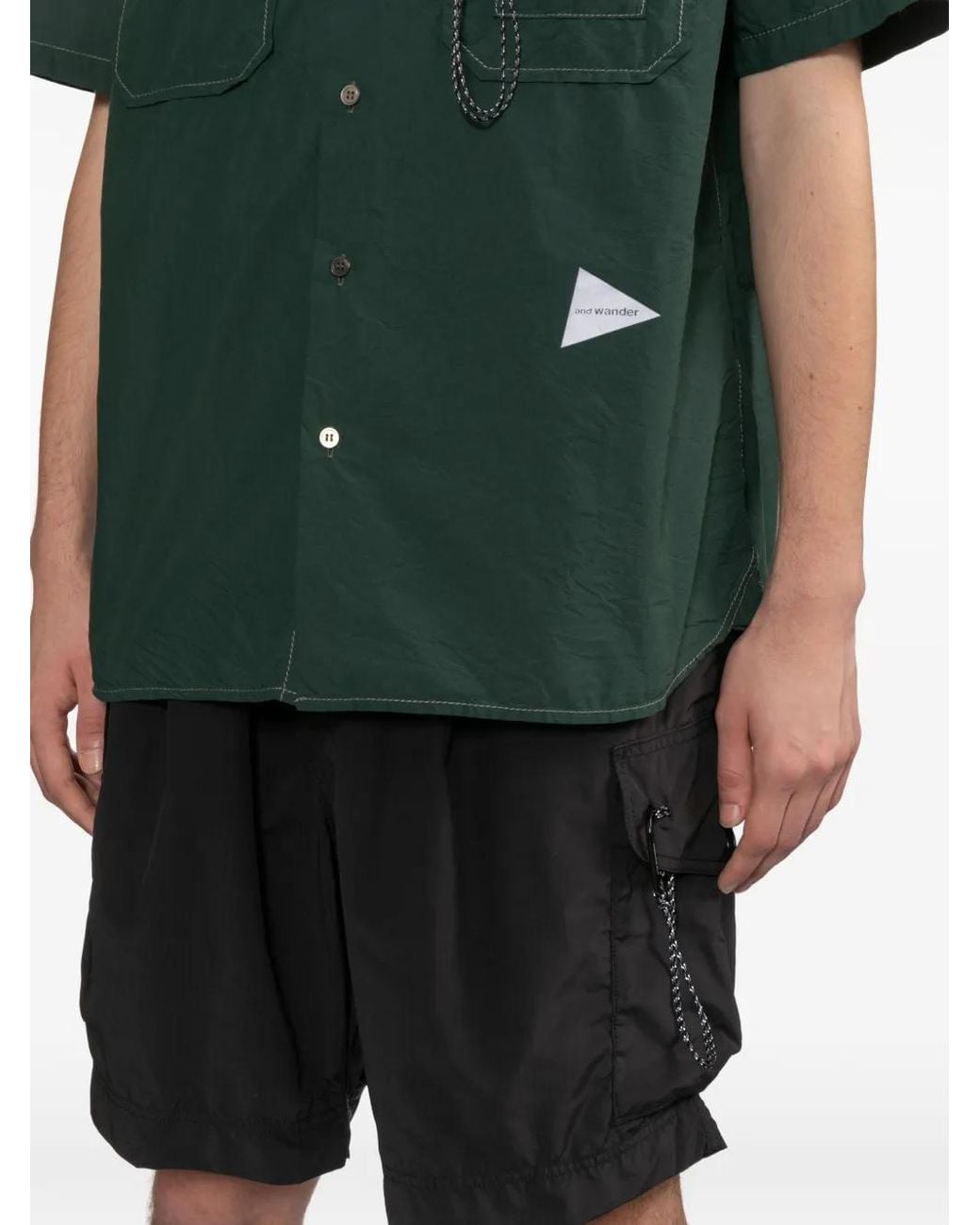 And Wander Black Cargo Pocket Shorts for men