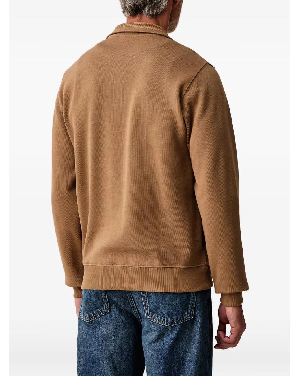 Lacoste Blue Quarter-Zip Logo-Patch Sweater for men