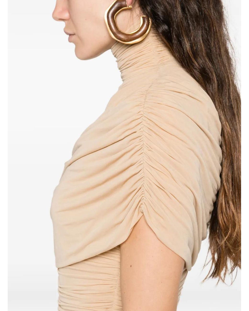 Magda Butrym White Cape-Effect Draped Midi Dress