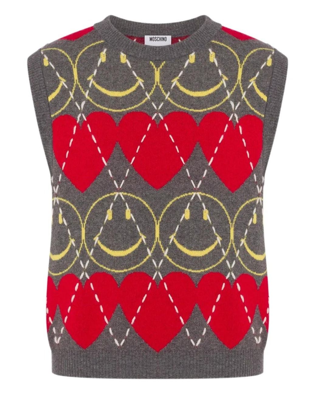 Moschino Red X Smiley Heart-Intarsia Vest for men