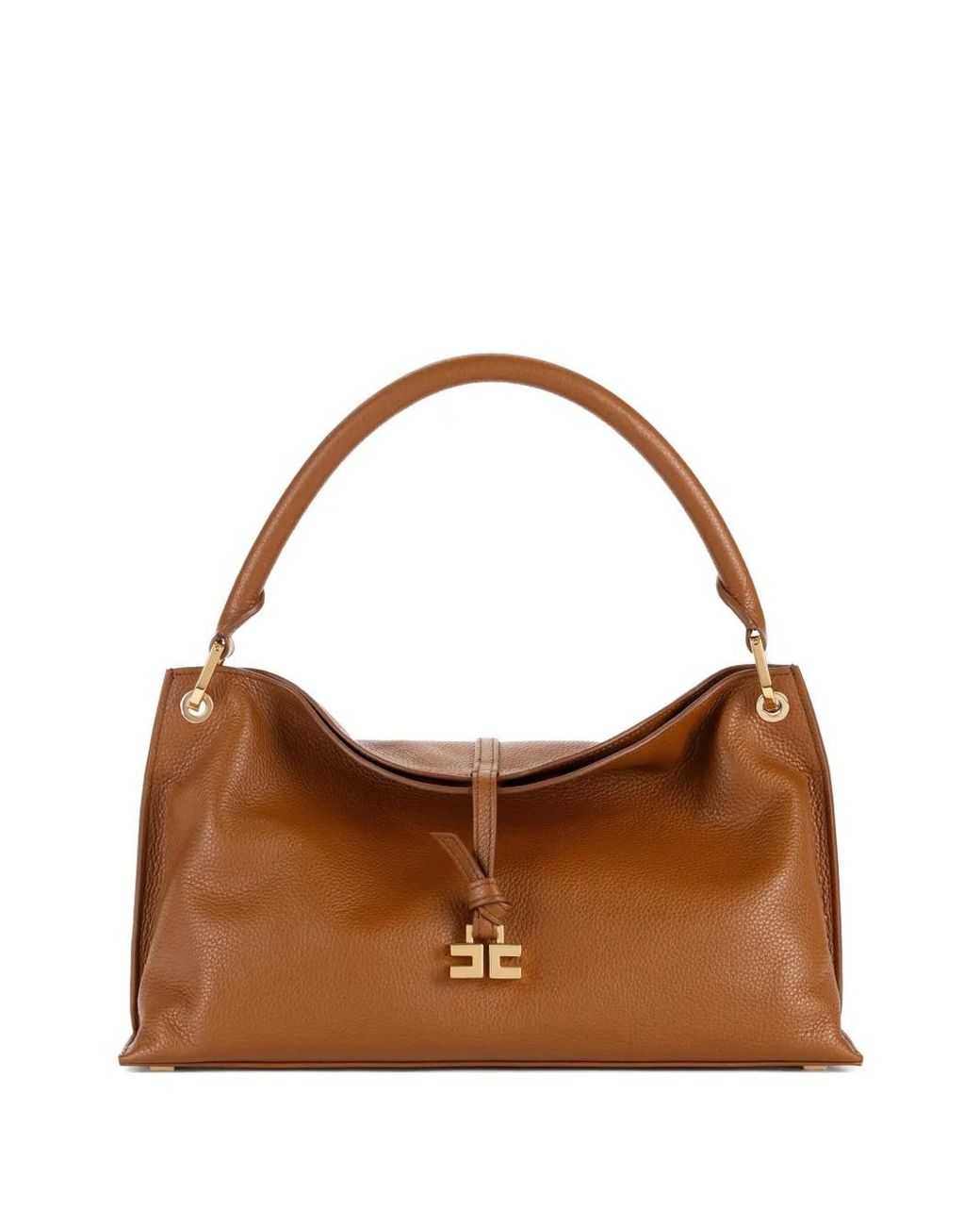 Elisabetta Franchi Brown Medium Boulevard Leather Handbag