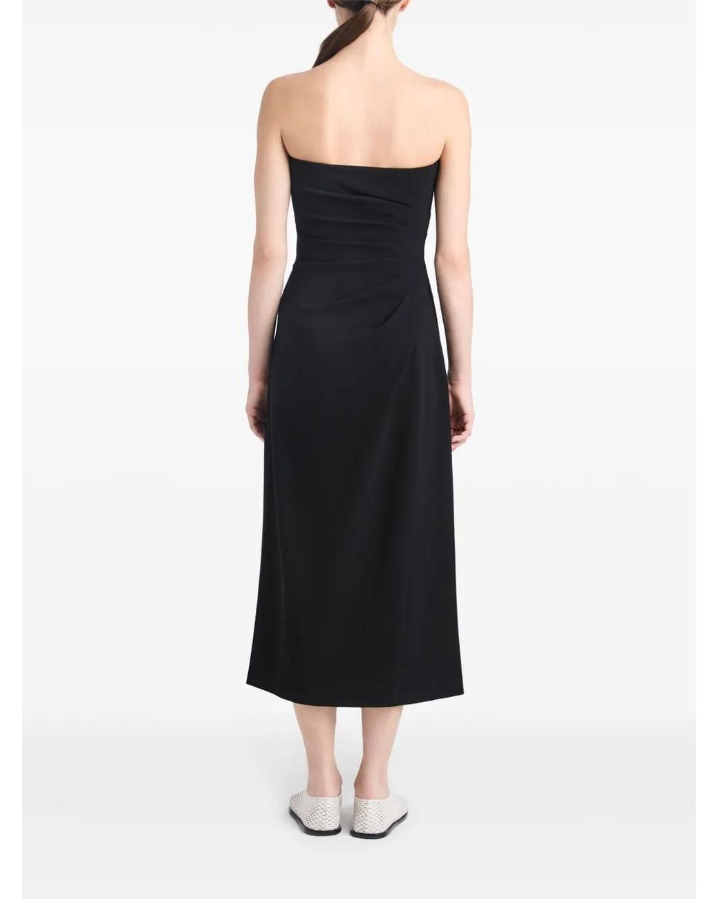 Proenza Schouler Black Strapless Crepe Midi Dress