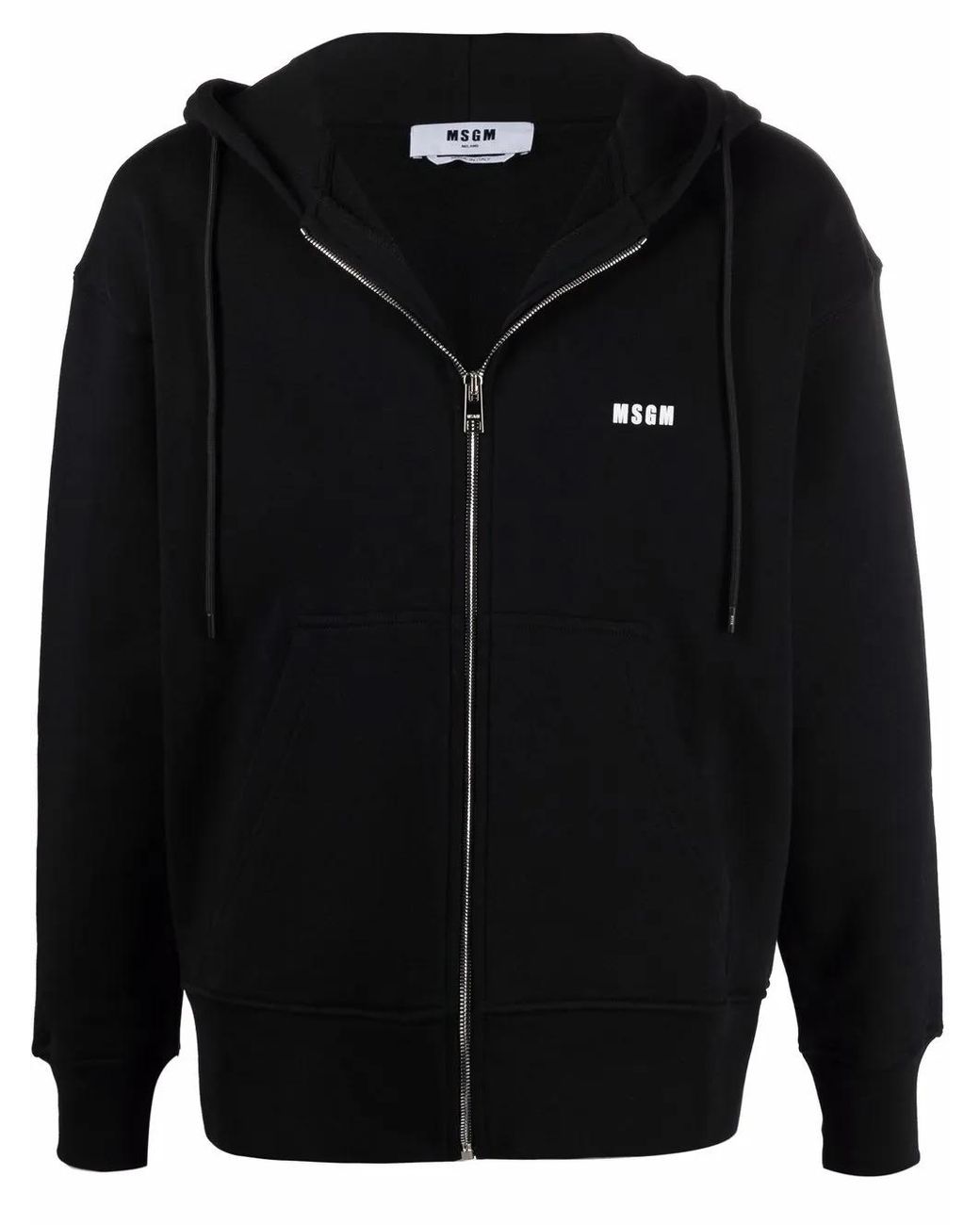 MSGM Black Logo-print Cotton Hoodie for men