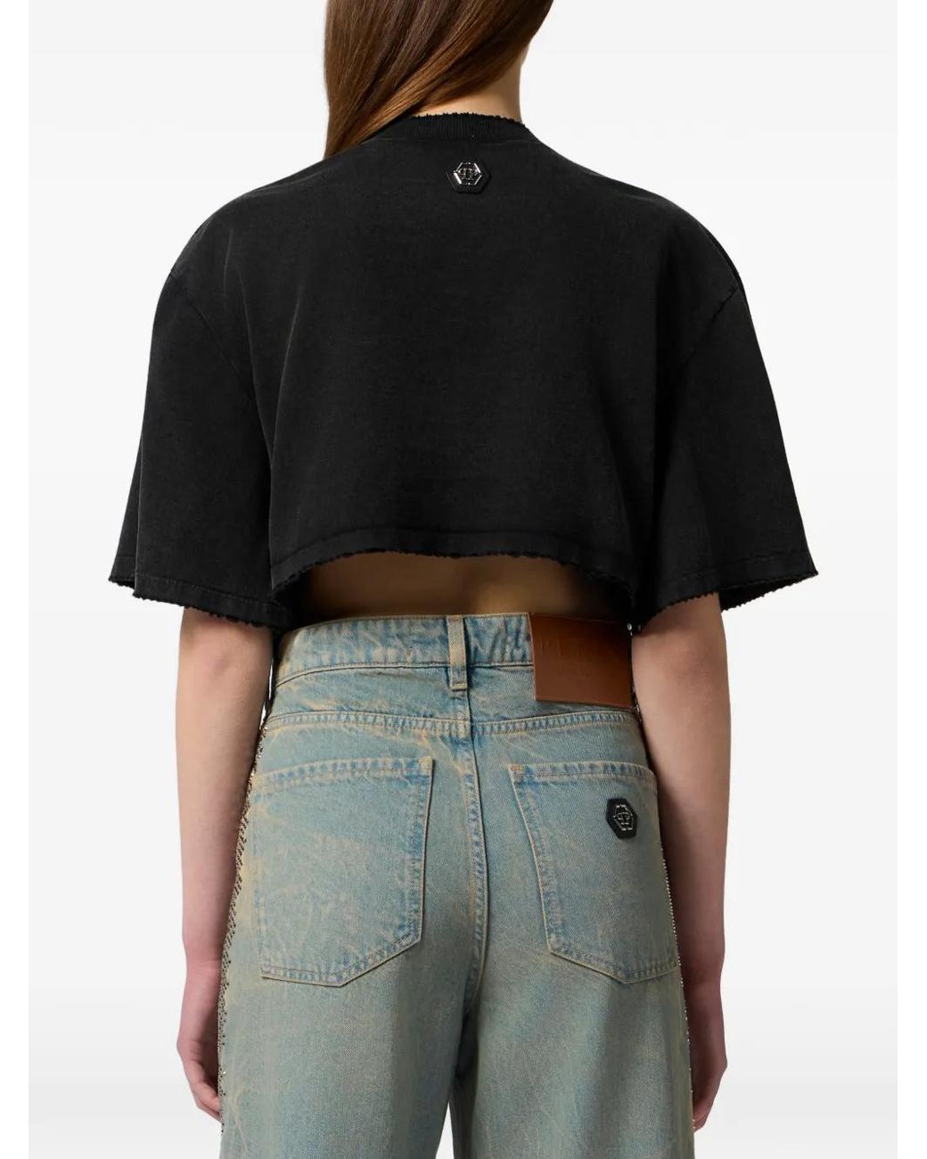 Philipp Plein Green Printed Crop Top