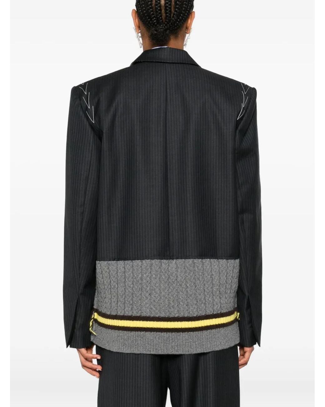 SONIA CARRASCO Blue Full-Zip Panelled Wool Jacket