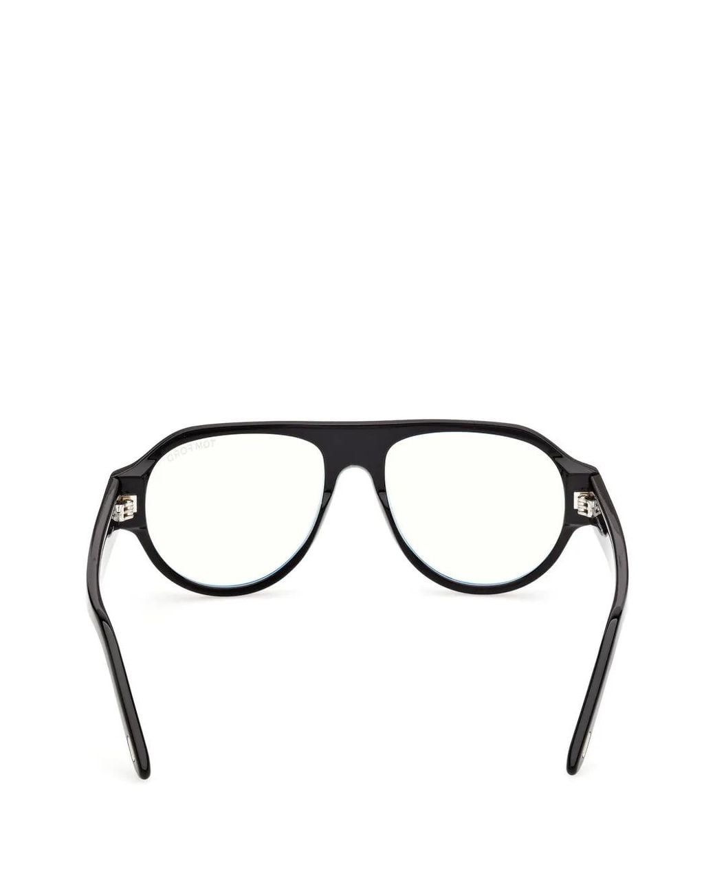 Tom Ford Black Tortoiseshell-Effect Pilot-Frame Glasses for men