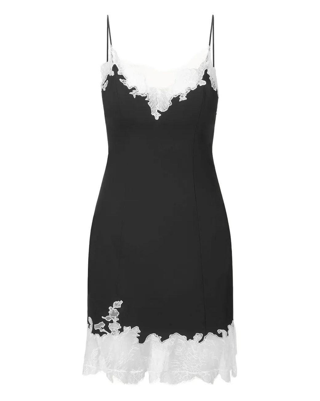 staud black lace dress STAUD Nadia Lace-Trim Mini Dress in Black