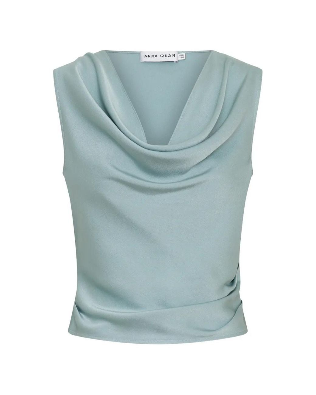 Anna Quan Blue Cowl-Neck Sleeveless Top