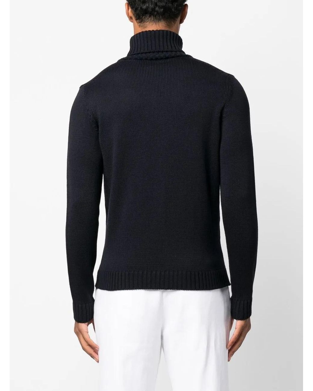 Zanone Blue Roll-Neck Knitted Sweater for men