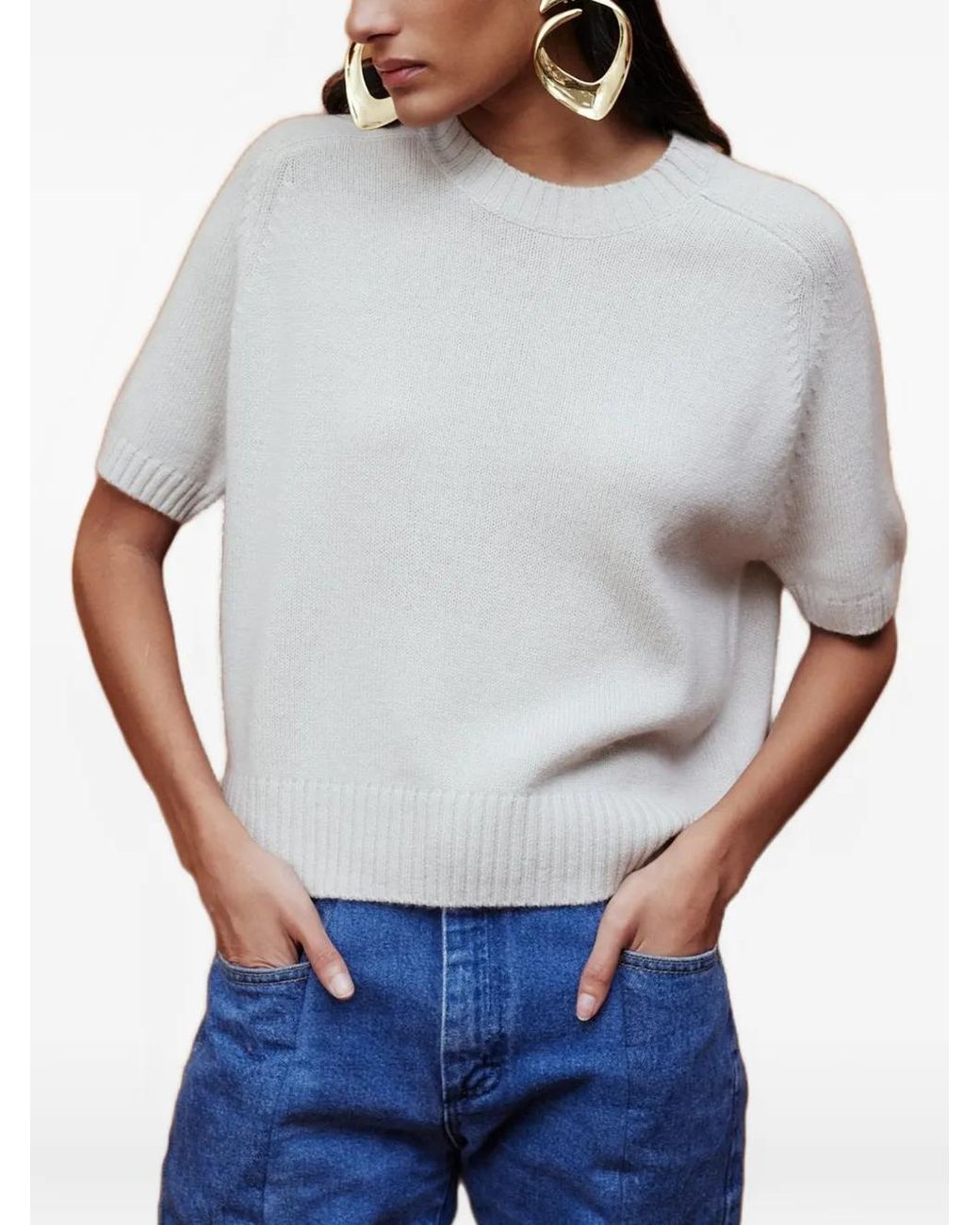Allude Gray Pull À Manches Courtes