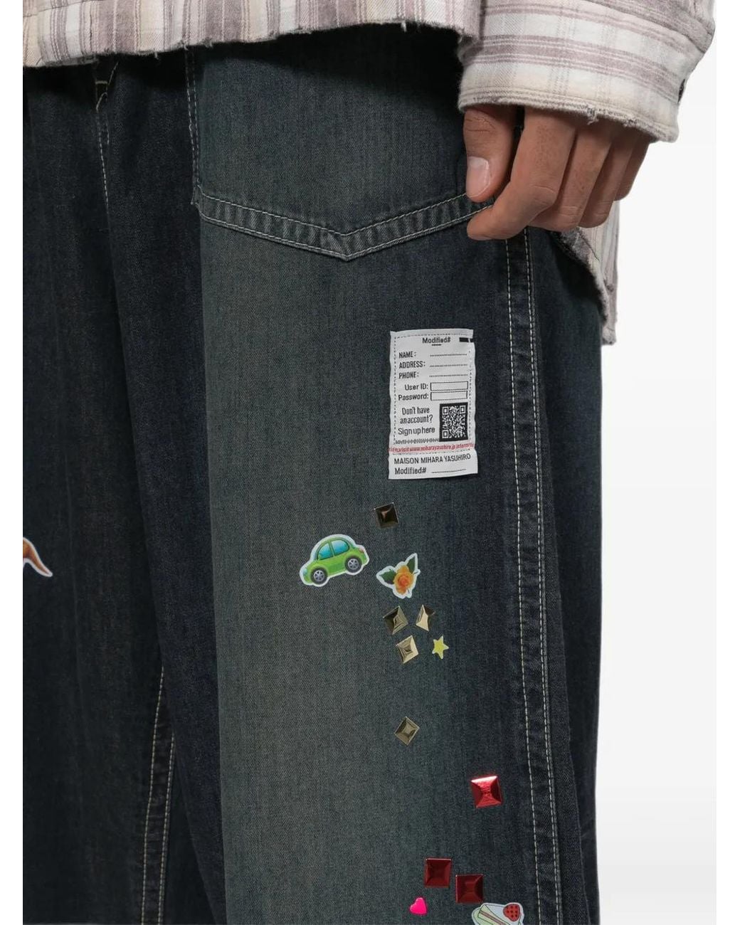 Maison Mihara Yasuhiro Gray Kids Sticker-Printed Baker Denim Pants for men