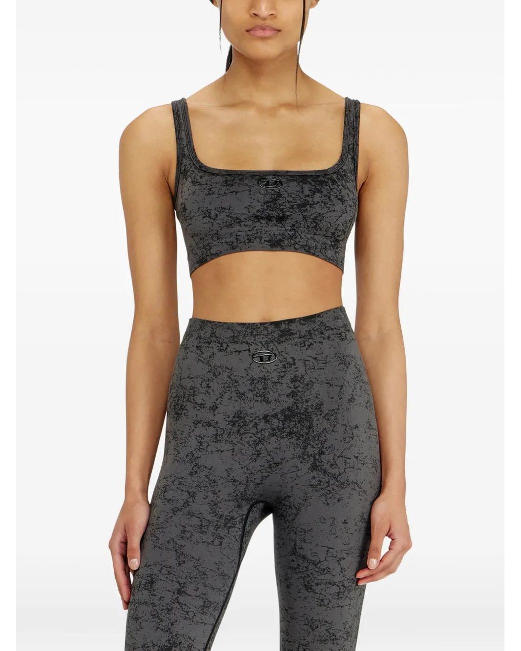 DIESEL Black Printed Seamless Sports Bra