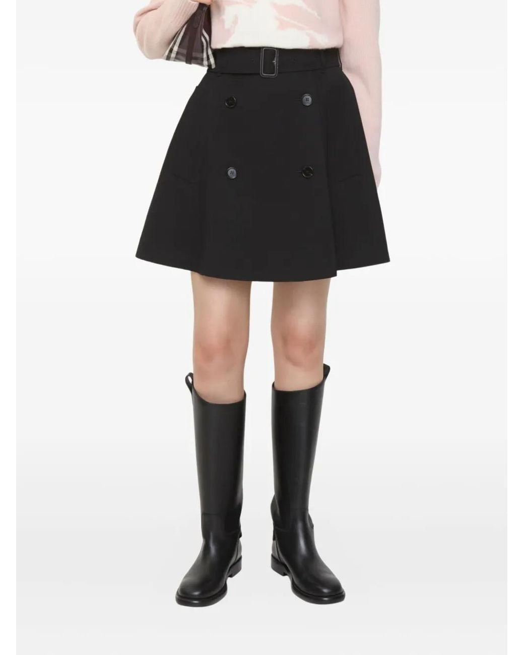 Burberry Black Gabardine Trench Mini Skirt