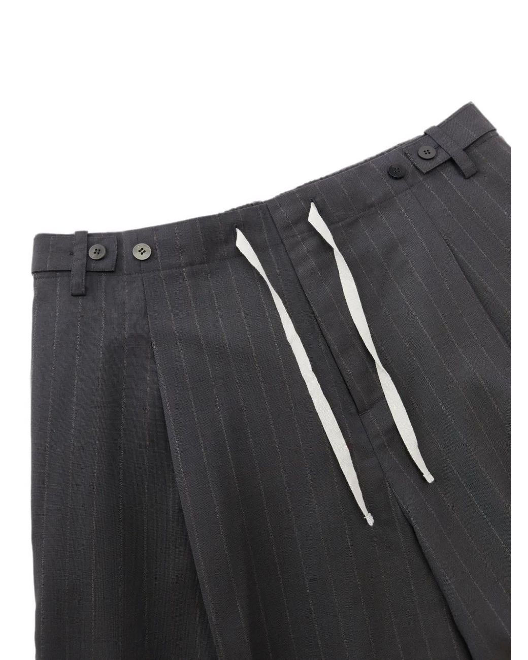 CROQUIS Blue Pinstripe-Pattern Drawstring Trousers for men