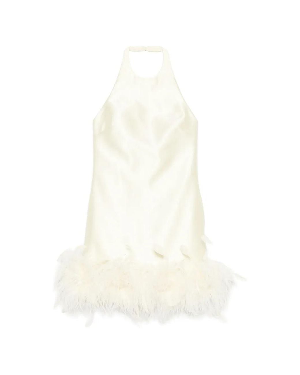 Self-Portrait White Feather-Trim Mini Dress